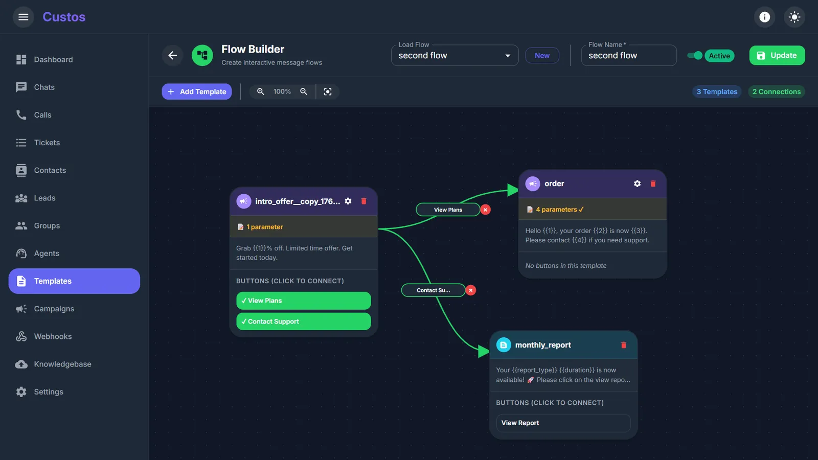 Visual WhatsApp flow builder