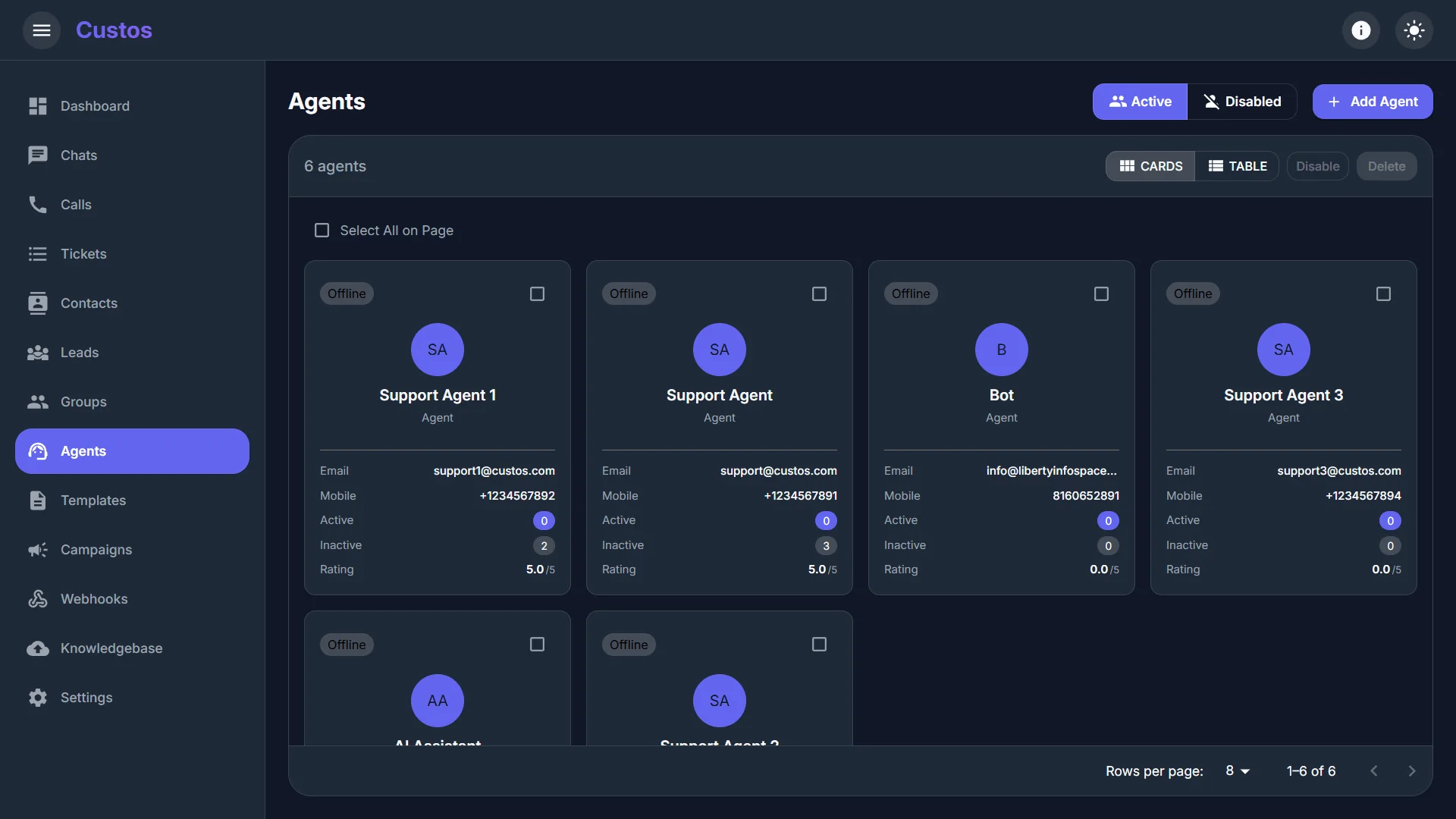 Agent roster and assignment